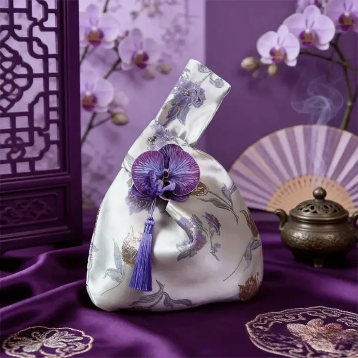 Sac de Poignet à Pompon de Style Chinois