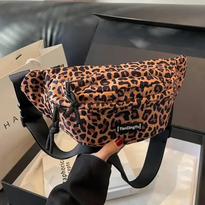 Sac banane imprimé léopard vintage pour femme