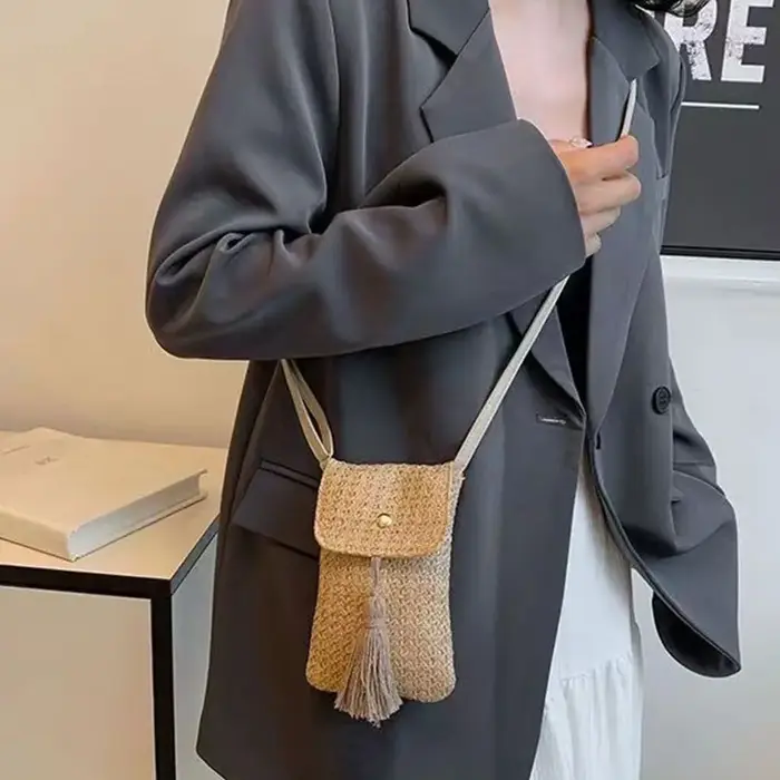 Sac de plage en paille tressé pour femmes