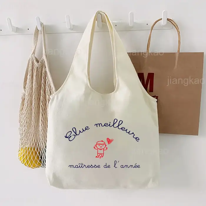 Marci Maitresse Sac fourre-tout imprimé Littérature Sac à bandoulière Illustration Fille Livre Sac Voyage Harajuku Toile Sac à main Cadeau pour enseignant