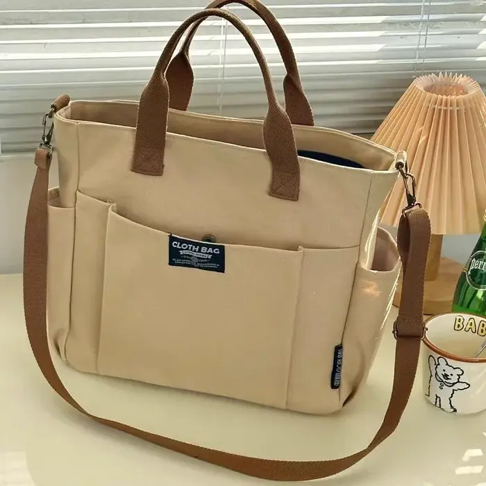 Sac à main en toile pour femmes, sac Simple pour étudiant, grande capacité, épaule horizontale incli