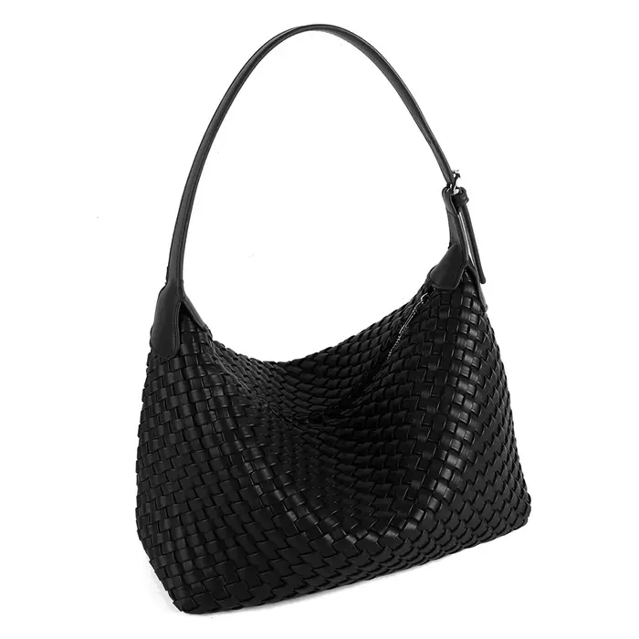 Sac bandoulière en cuir tressé à la main pour femme – Design élégant, usage polyvalent, en PU, taill