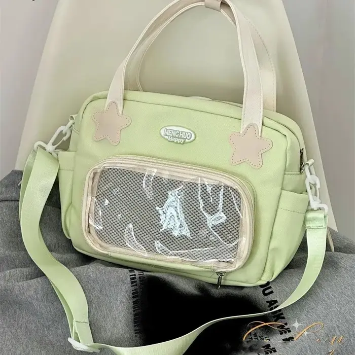 JIAERDI Harajuku jaune Itabag sacs à bandoulière femmes poignée en Nylon sac de messager décontracté filles Transparent