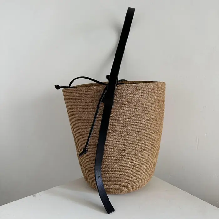 Sac seau pour femme avec bandoulière réglable, sac de plage d'été, sac à bandoulière uni, sac à main