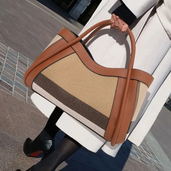 Aidrani Nouveau sac à main rétro à carreaux pour femme, sac de luxe de grande capacité, sac en toile