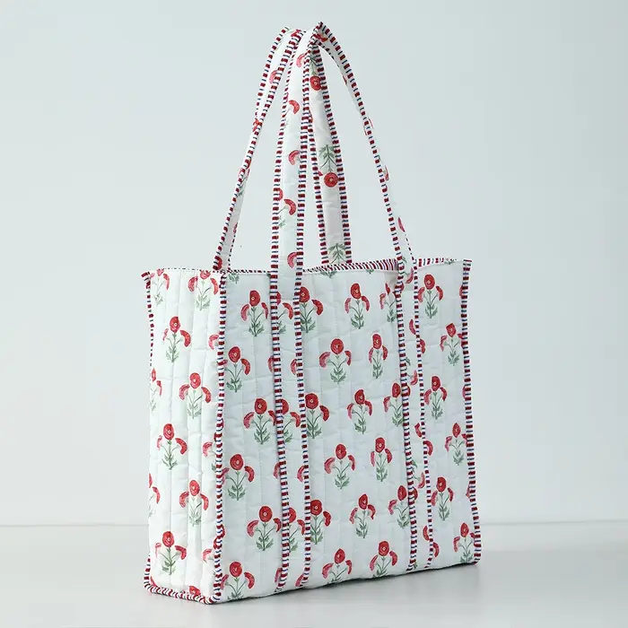 Sac fourre-tout matelassé à fleurs pour femmes