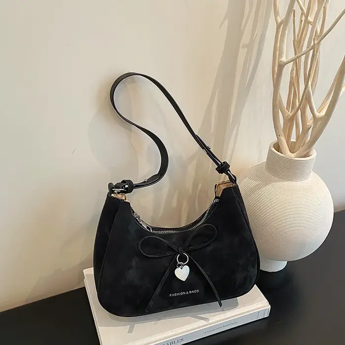 Sac à main de luxe pour femme avec nœud, nouvelle collection 2026, sac à bandoulière simple en cuir 