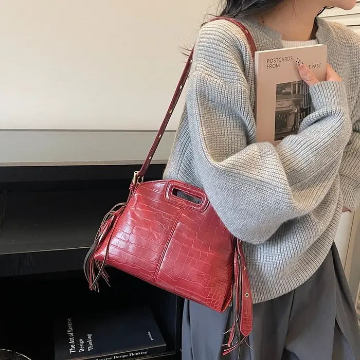 Sac à Main de trajet de mode Sac à bandoulière en cuir de Crocodile noir dame pochette de soirée de créateur couleur