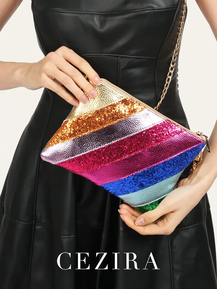 Pochette de luxe en cuir PU métallique Y2K pour femmes