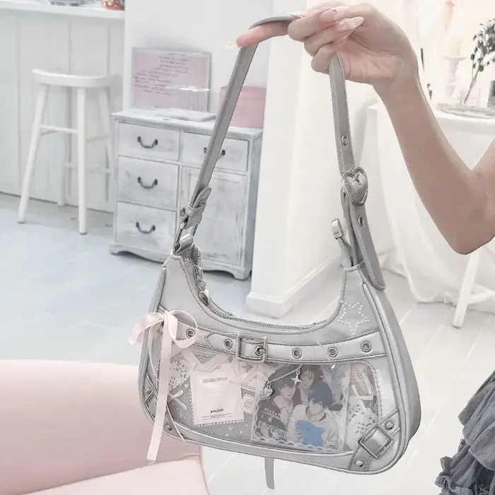Mignon Y2k femmes sac à bandoulière mode élégant doux Lolita Jk Ita sac Transparent littéraire Kawaii exquis femme sac