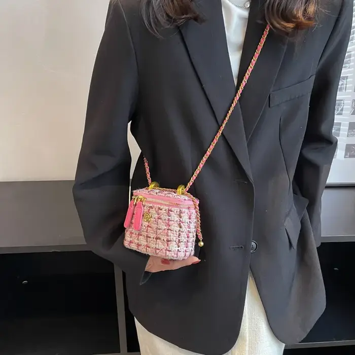 Mini sac à bandoulière en tissu à chaîne pour femmes