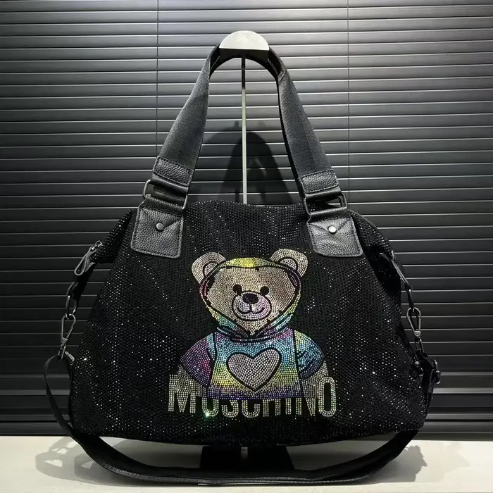 Sac à main ours en peluche pour femmes, bijoux en diamant à la mode, sac à bandoulière mignon de gra