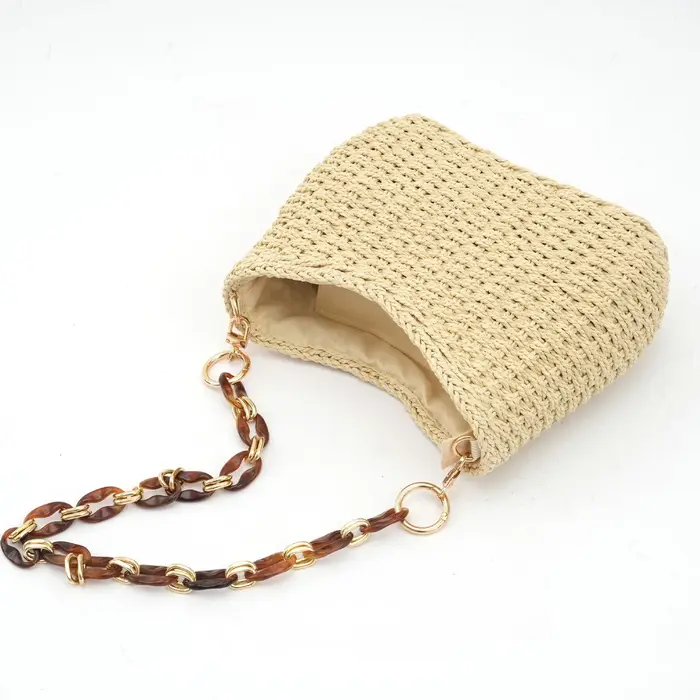 Sac tissé en paille rétro pour femmes