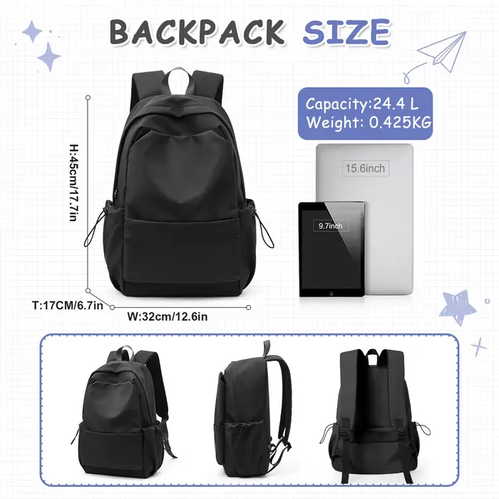 Sac à dos léger pour femmes hommes lycée collège Bookbag pour adolescent mignon