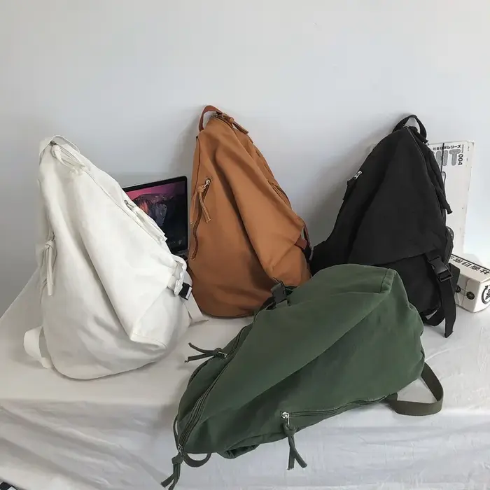 Sac à dos de couleur unie pour femmes 2026 en toile lavée