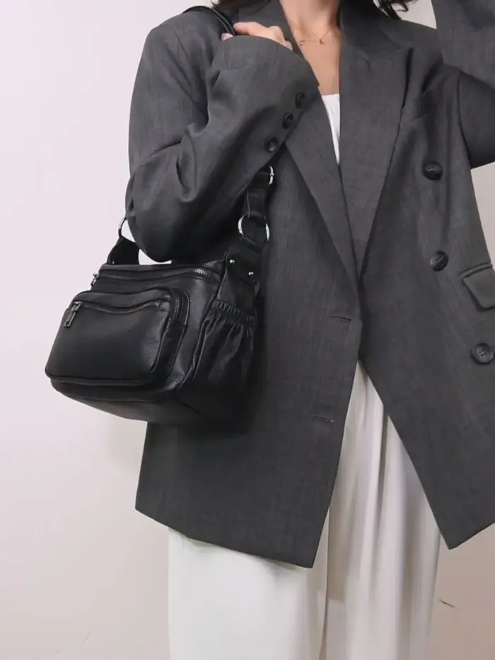 Sac à bandoulière en cuir véritable pour femmes