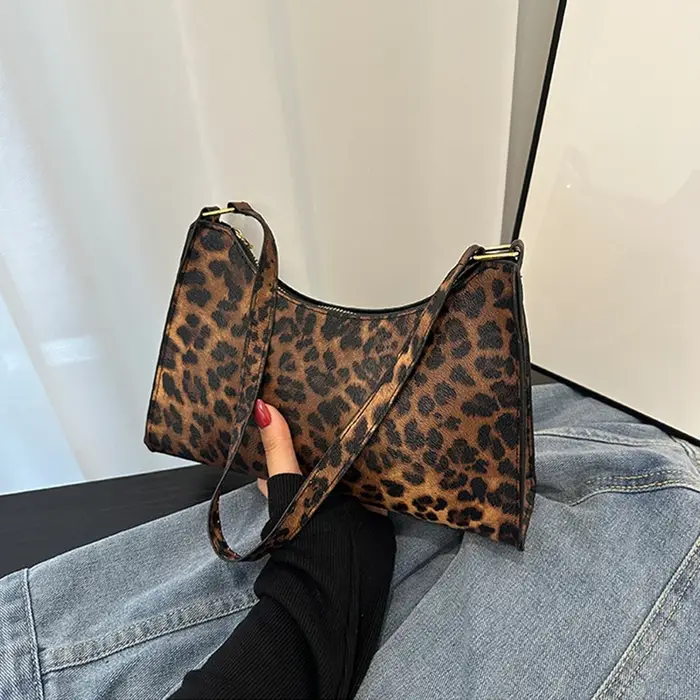 Sac à main en cuir PU imprimé léopard zèbre pour femme, sacs initiés sous les bras, sac à main femme