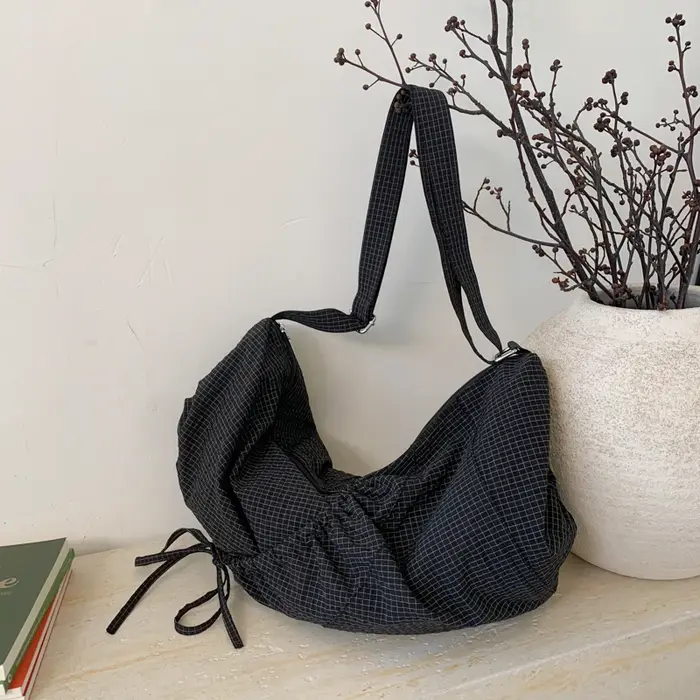 Sacs à bandoulière en Nylon à carreaux de grande capacité pour femmes