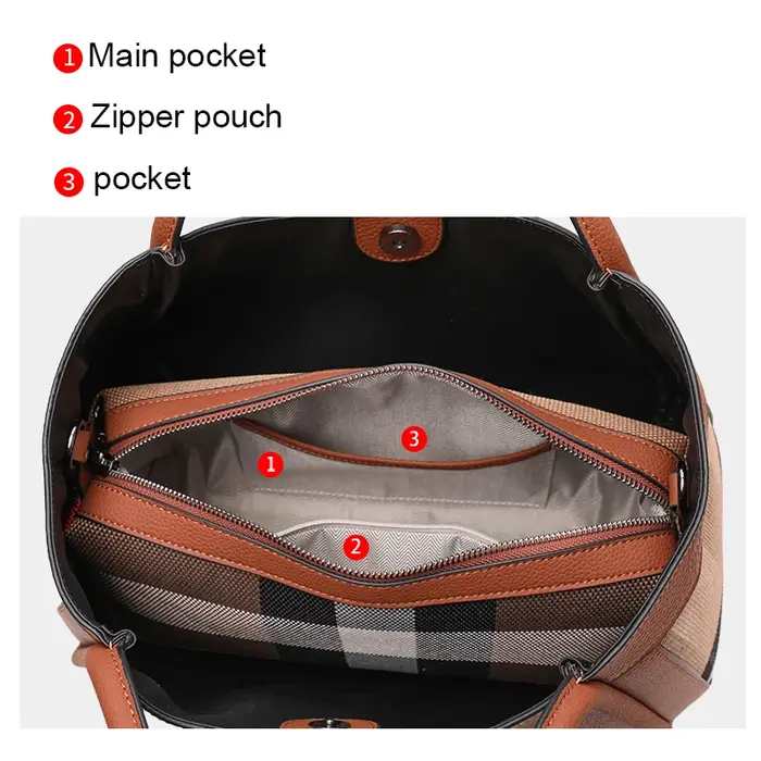 Aidrani Nouveau sac à main rétro à carreaux pour femme, sac de luxe de grande capacité, sac en toile