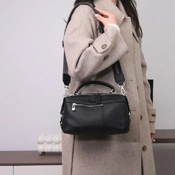 Sac Boston classique en cuir véritable