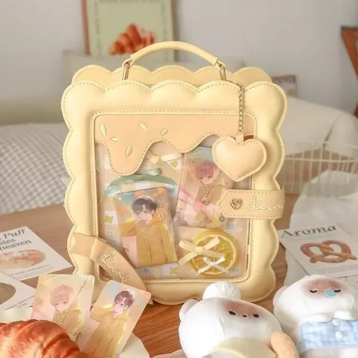 Doux mignon dessin animé Biscuit sac à main femmes grande capacité Transparent
