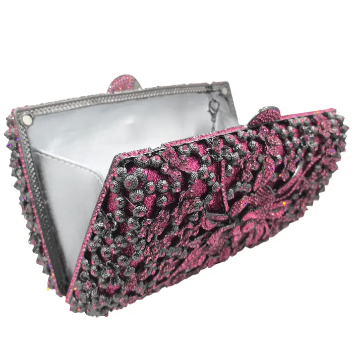 Pochette de Soirée Fuchsia FGG en Strass pour Femme