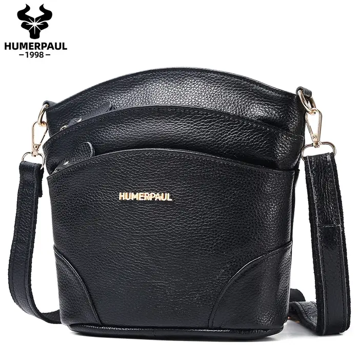 HUMERPAUL Sac à bandoulière pour femme élégant sac à bandoulière en cuir de vachette avec sangle rég