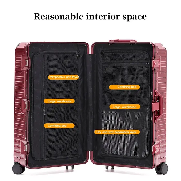 Valise à poignée large valise de voyage hommes 20 24 26 bagage à main femmes PC cadre en aluminium b
