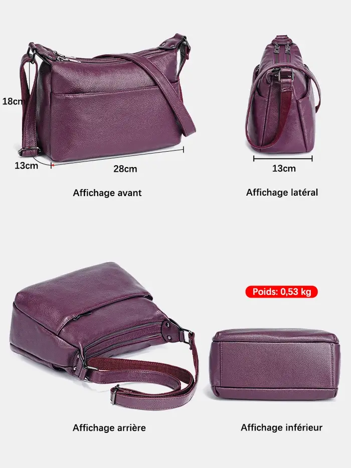 Zency – sac à bandoulière élégant en cuir véritable pour femmes