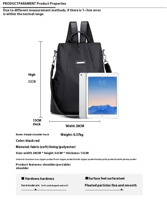 Nouveauté vente chaude femmes kaki moyen sac à dos sac à main imperméable en Nylon Anti-vol sac à dos léger sac à bandoulière