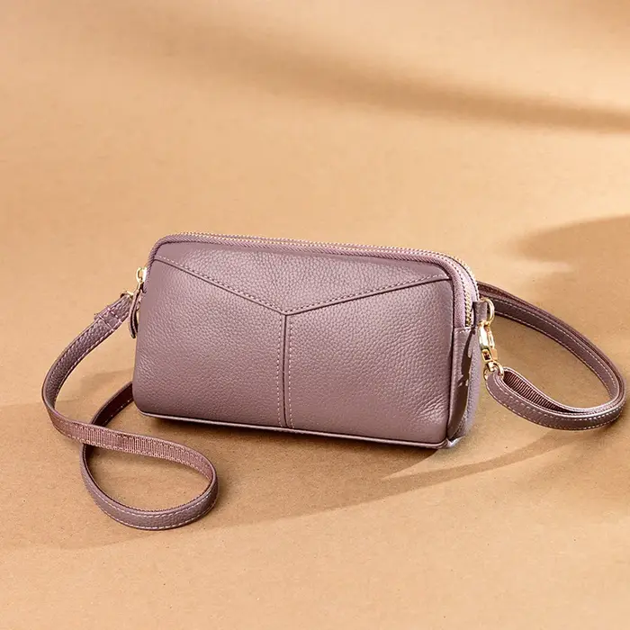 Petit sac bandoulière en cuir véritable pour femme