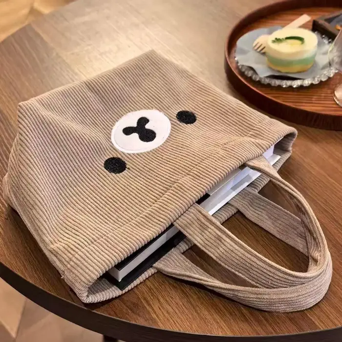Sac en velours côtelé Portable japonais Rilakkuma, sac de banlieue polyvalent de grande capacité, sa