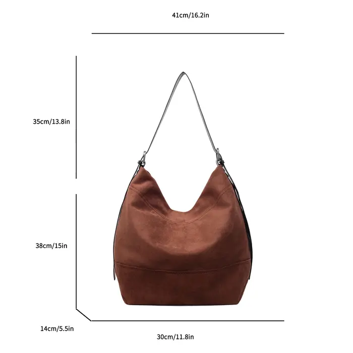 Sac fourre-tout à bandoulière décontracté pour femmes qualité daim couleur Pure grande capacité Shopper