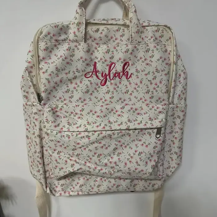 Sac à dos floral personnalisé pour filles douces, lycéennes légères, noms brodés pour sacs à dos pour filles