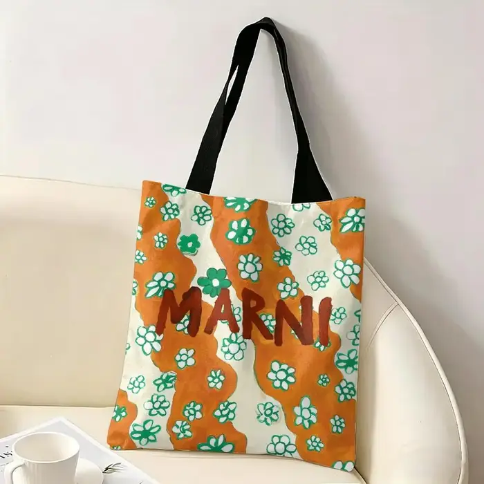 BRAND M-MARNI-iS Sacs de rangement Sac fourre-tout en toile pour femme Grande capacité Sac de courses écologique réutilisable Sac à main à bandoulière