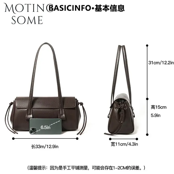 Motingsome Boston sac femmes sous les bras sac à main de luxe en cuir tanné végétal sac