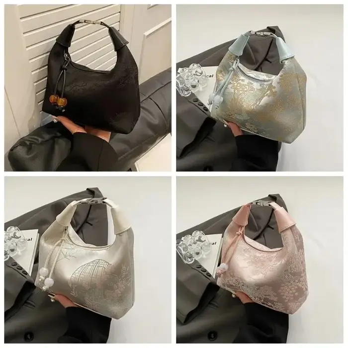Sac à main Cheongsam réglable en toile à fermeture éclair Vintage