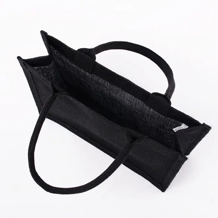 Grand sac fourre-tout en toile de jute noire