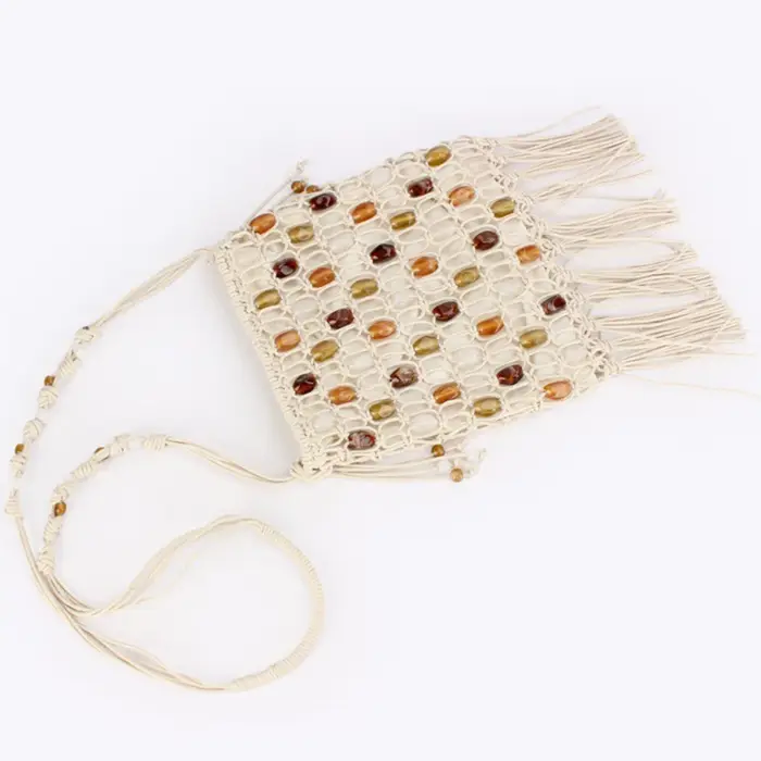 Sac à bandoulière perlé à pompons