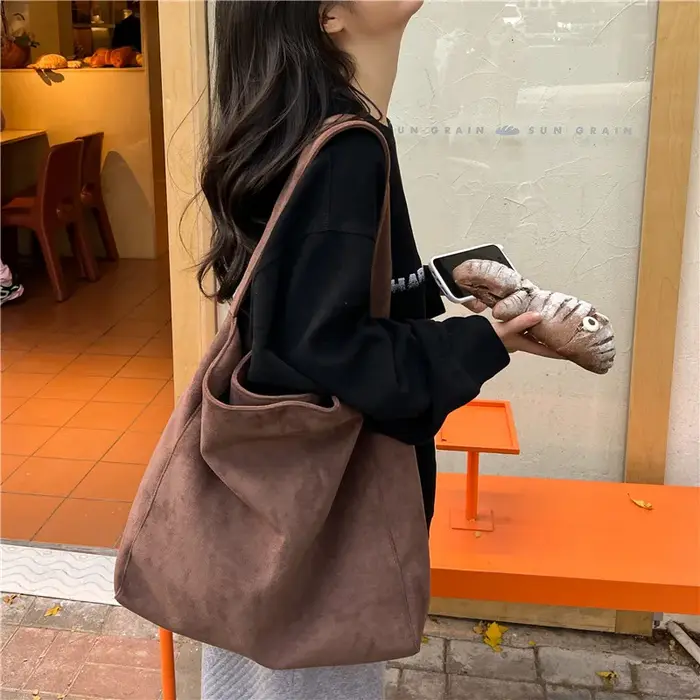 Sac fourre-tout en daim pour femmes automne hiver givré décontracté grande capacité sacs à bandoulière de transport