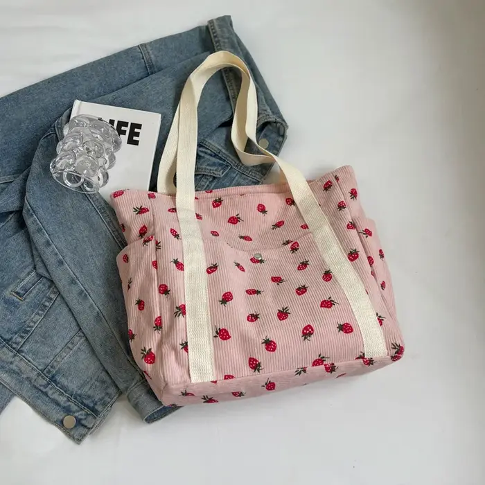 Sac fourre-tout en velours côtelé pour loisirs, sac à main d'ordinateur pour étudiants, sac à bandou