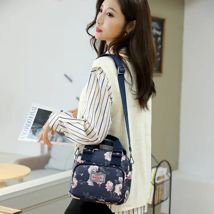 Sac à main en nylon à motif floral pour femmes