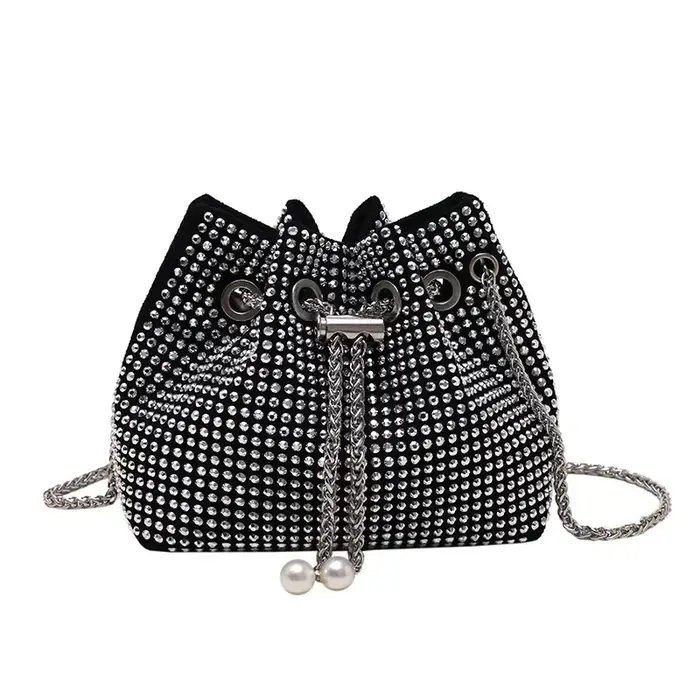 Sac seau décoré de paillettes à la mode, sac à bandoulière simple sous les bras, célèbre Version cor