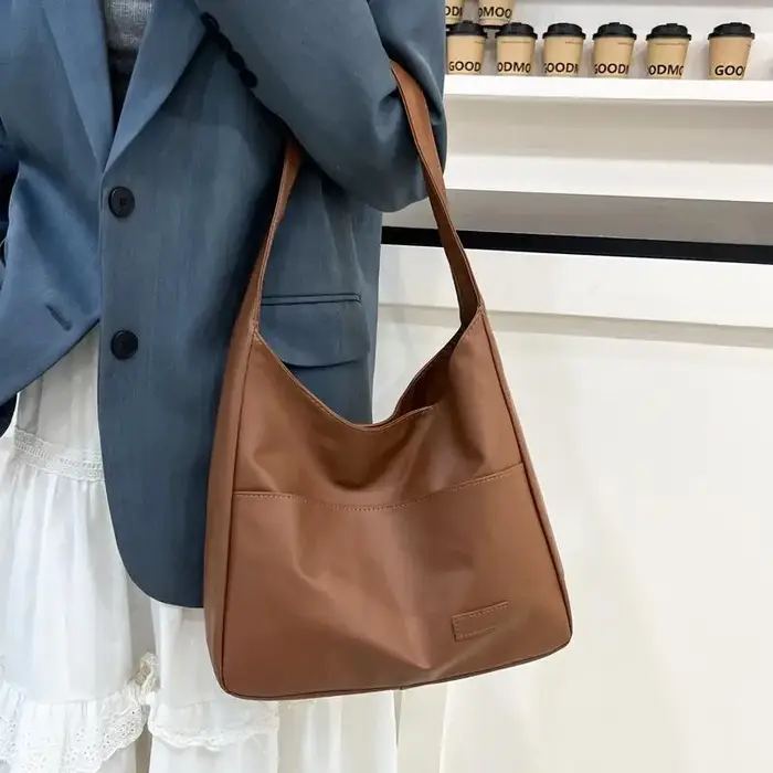 Sac à bandoulière en cuir PU souple pour femme avec poche