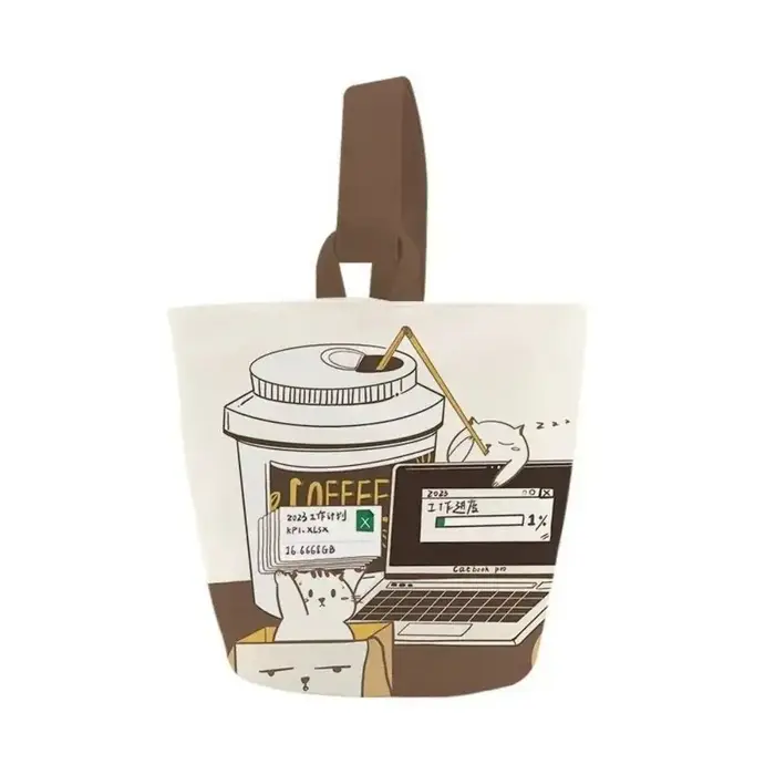 Grande capacité dessin animé café chat seau sac toile sac à main Style coréen momie sac sacs à provi
