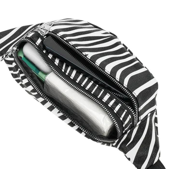 X Autohaux Zèbre Motif Fanny Pack Noir Blanc 1 Pc