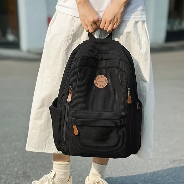 Sac à dos en velours côtelé vert olive pour femme