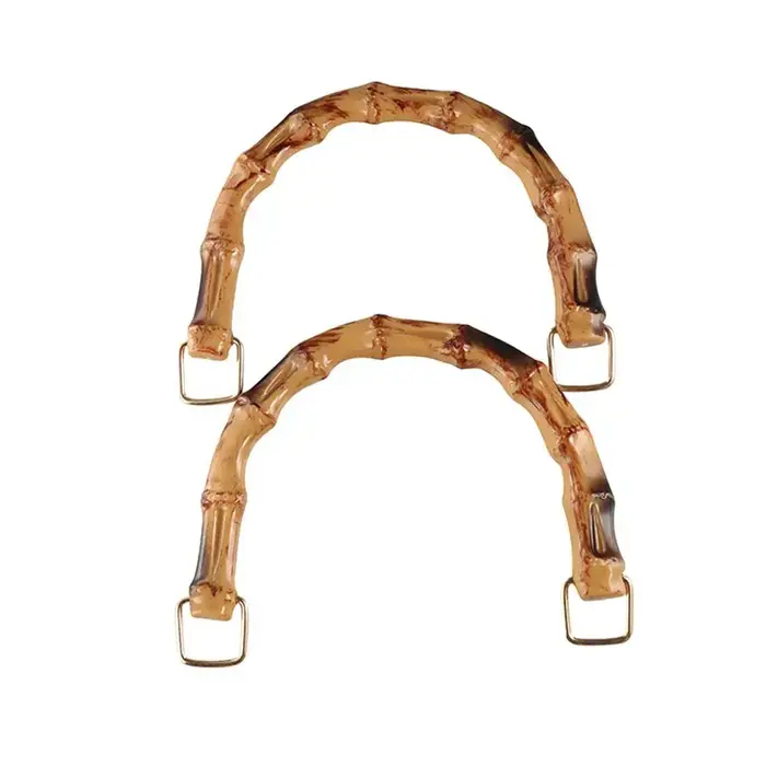 2 pièces poignées en bambou or naturel exotique toucher lisse poignée de sac à main en forme de U