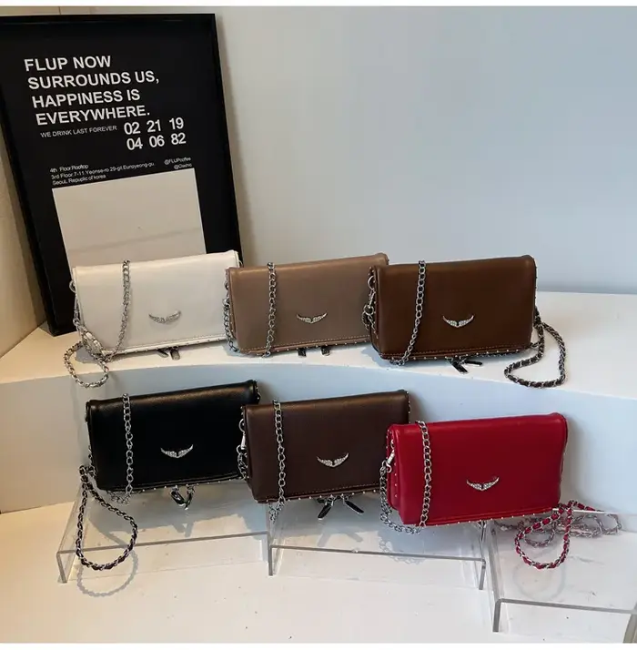 Sac bandoulière de luxe en PU couleur unie avec logo aile