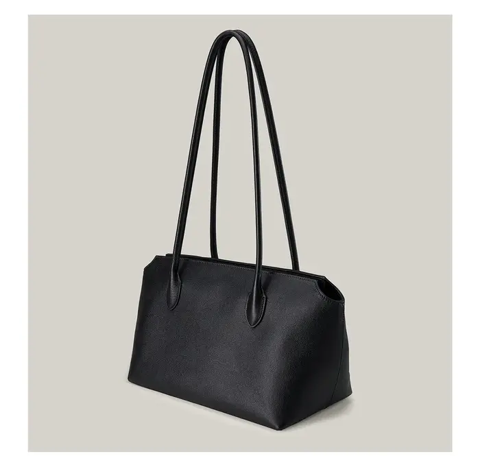 Sac à bandoulière en cuir véritable TR, sac fourre-tout Terrasse à longue sangle, sac à main uni style ROW, sac sous le bras pour femme